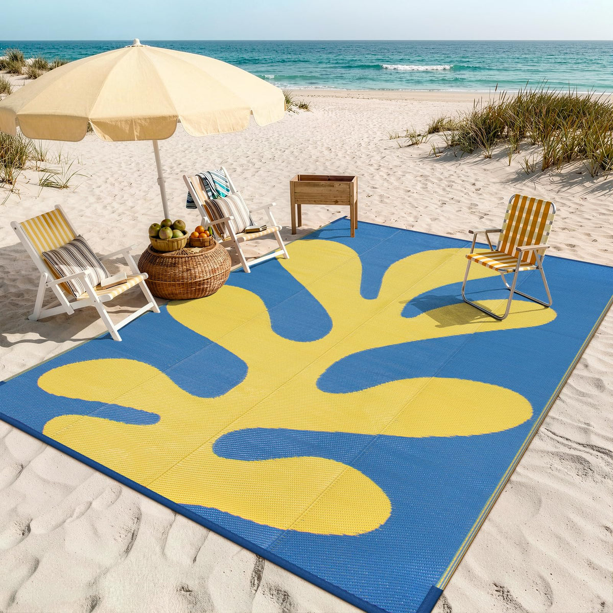 Lahome Extra Large Outdoor Rug 8x10 Patio Waterproof,Reversible Camping Rug