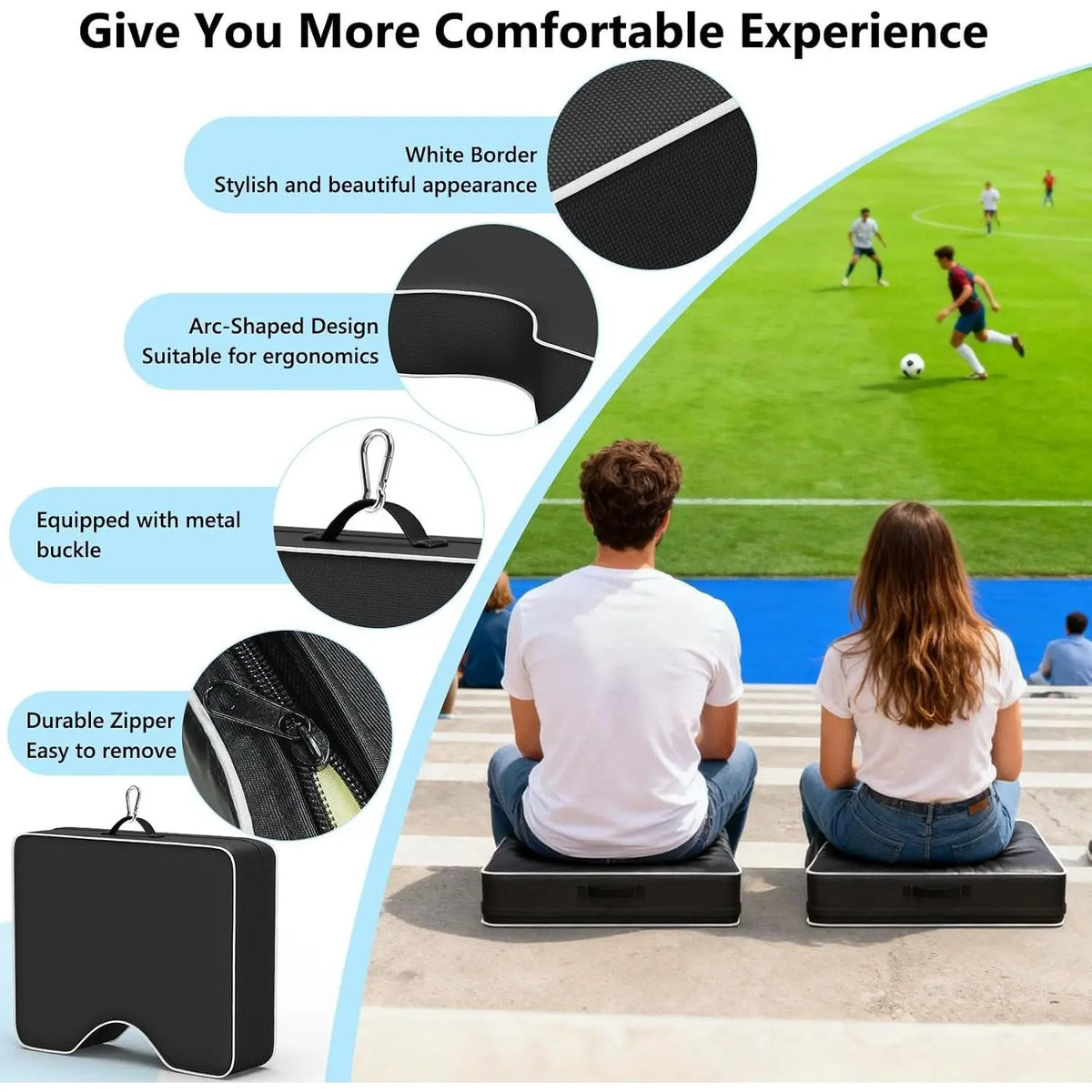Waterproof Extra Thick 3.5" Portable Bleacher Stadium Seat Cushions for Indoor Outdoor Sports Events