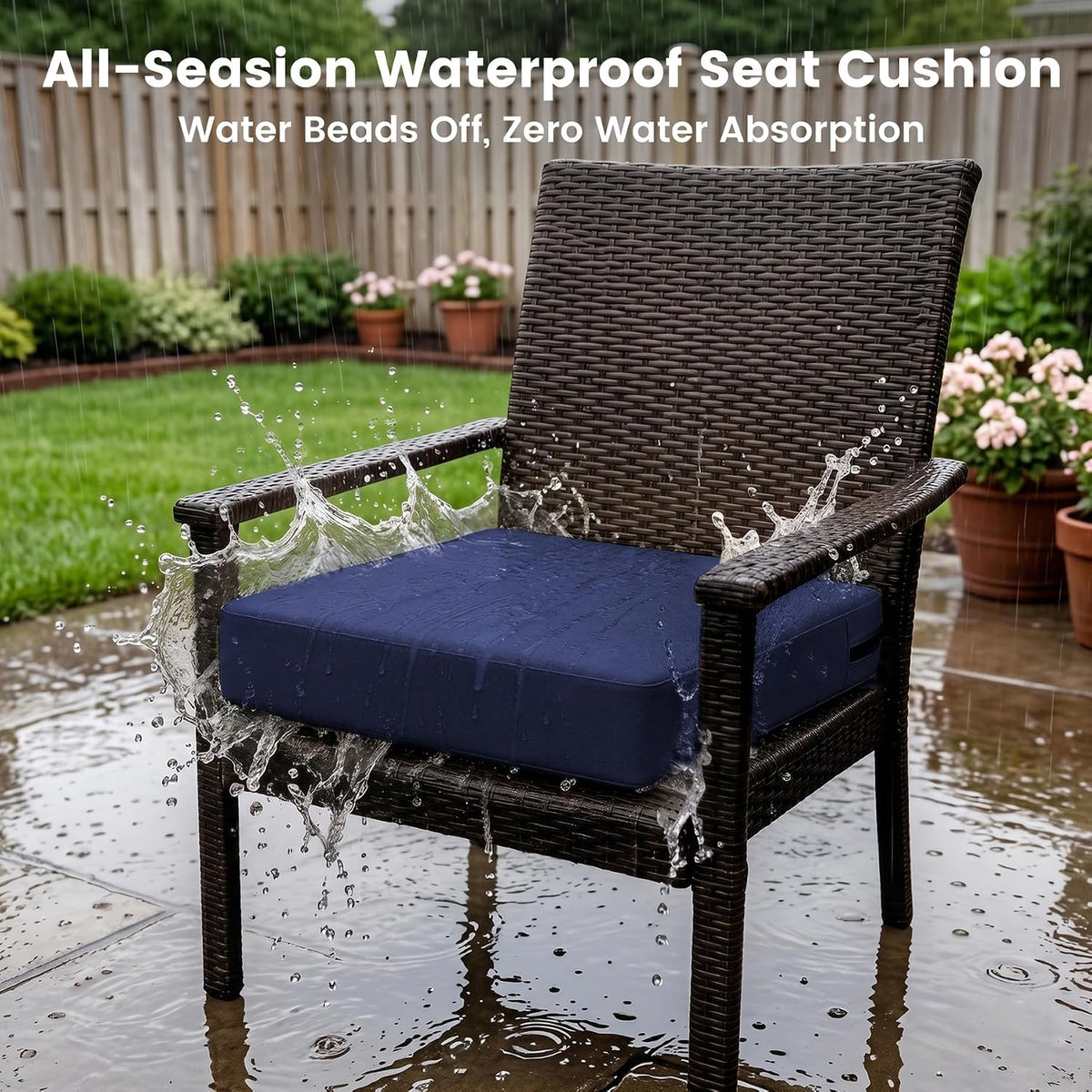 Favoyard 2-Pack Waterproof Outdoor Seat Cushions, 19" x 19", Blue