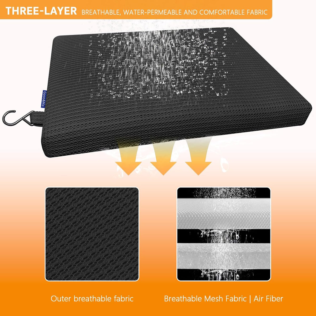 Shower Cushion, Non-Slip Air Fiber Bath Pad, Black