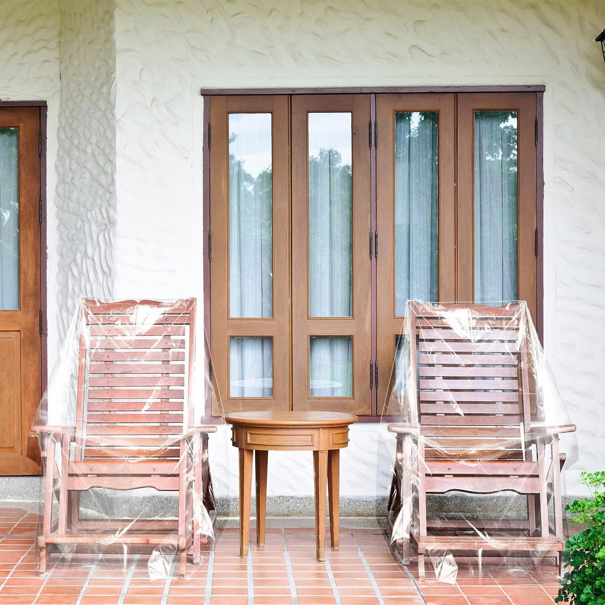 Tudomro 4 Pcs Outdoor Clear Plastic Chair Covers Waterproof Dust Proof
