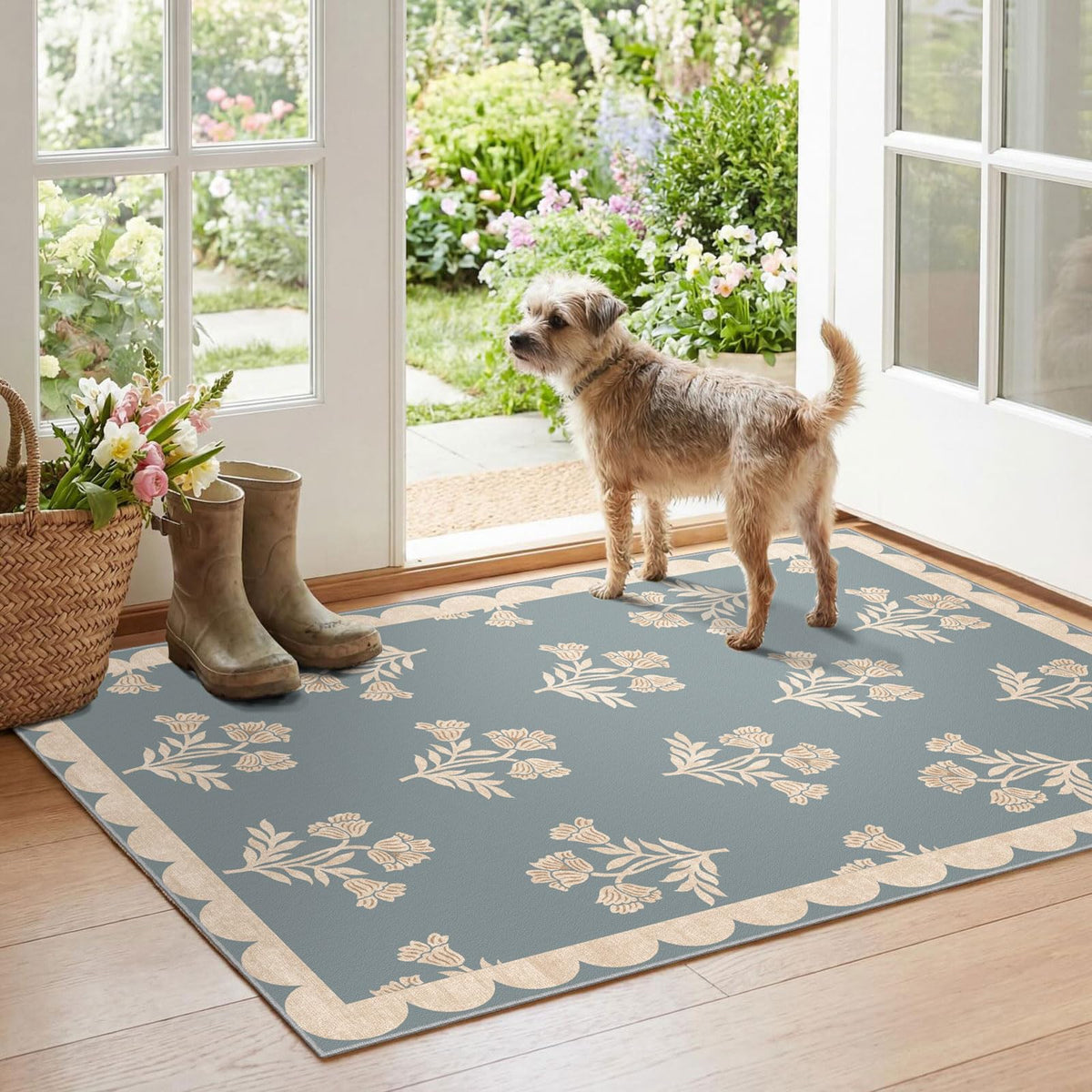 Floral Outdoor Rugs, 28"x43" Front Door Mat Indoor Outside Entrance