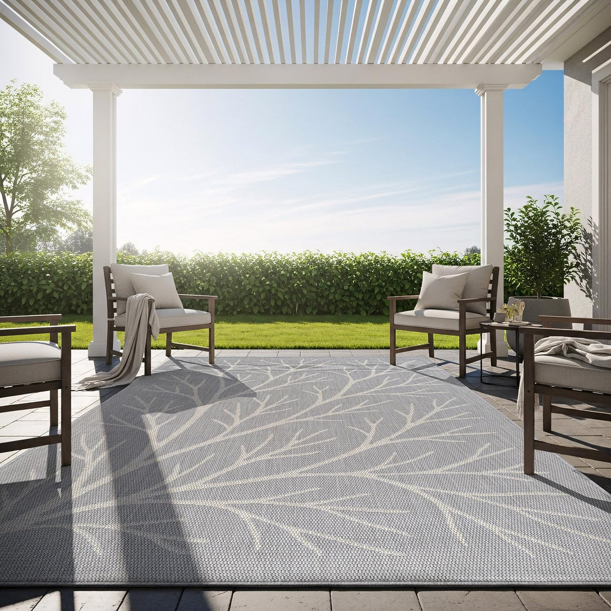 Washable Indoor Outdoor Rug 9x12 Weather Resistant Area Rugs Modern Solid for Porch Deck Balcony Backyard Patio Outside Carpet (9 X 12 Aqua Blue)