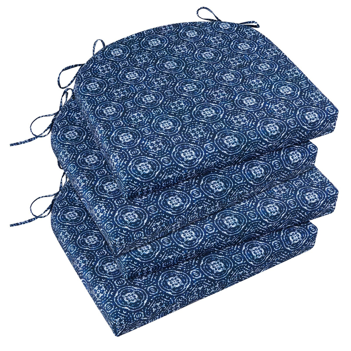 Basic Beyond Outdoor Chair Cushions Set of 4, Outdoor Cushions for Patio Furniture, Water Resistant Patio Chair Cushions with 2 Ties, 17x16x2, Black