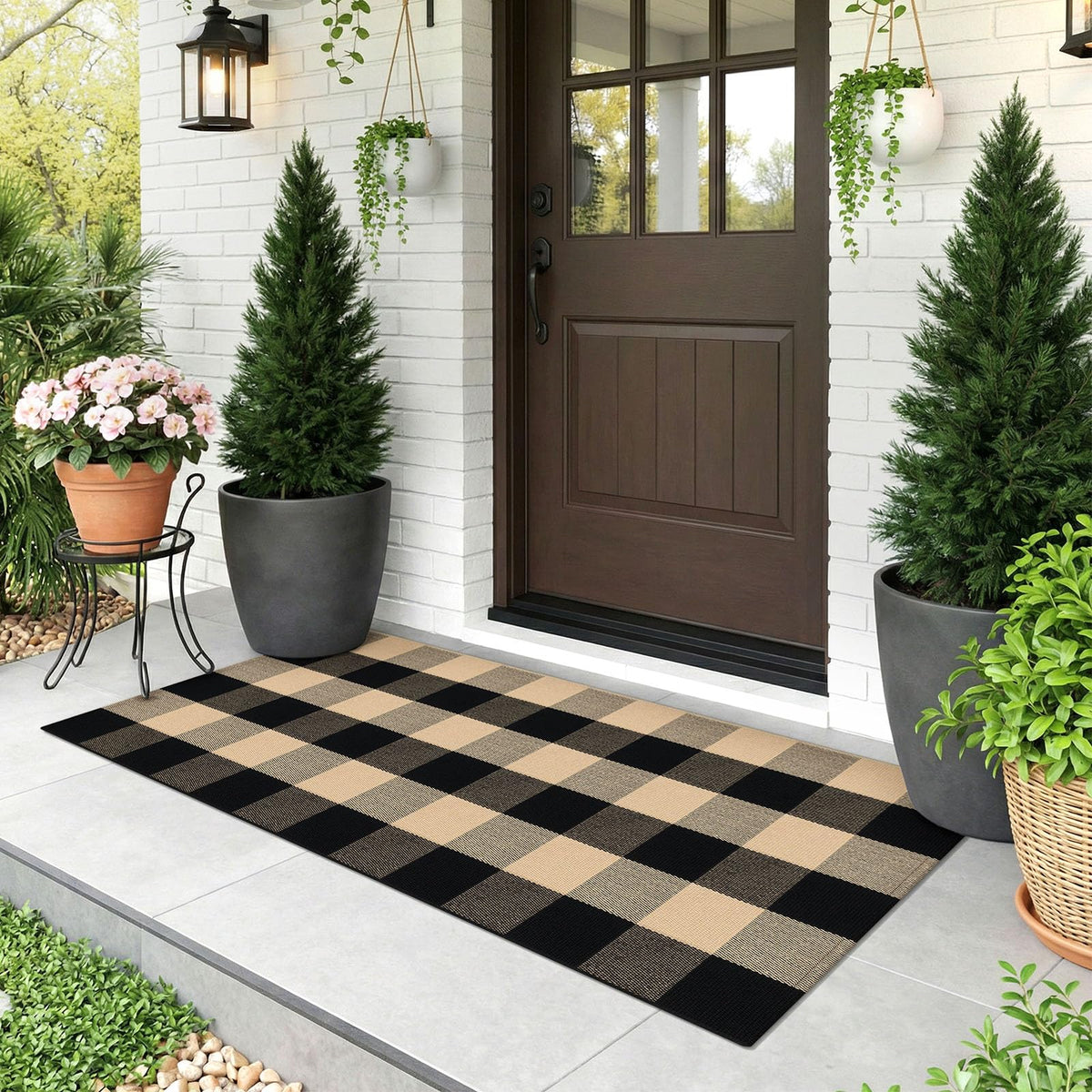 KOZYFLY Buffalo Plaid Area Rugs 27.5x43 in Black and White Checkered Rug