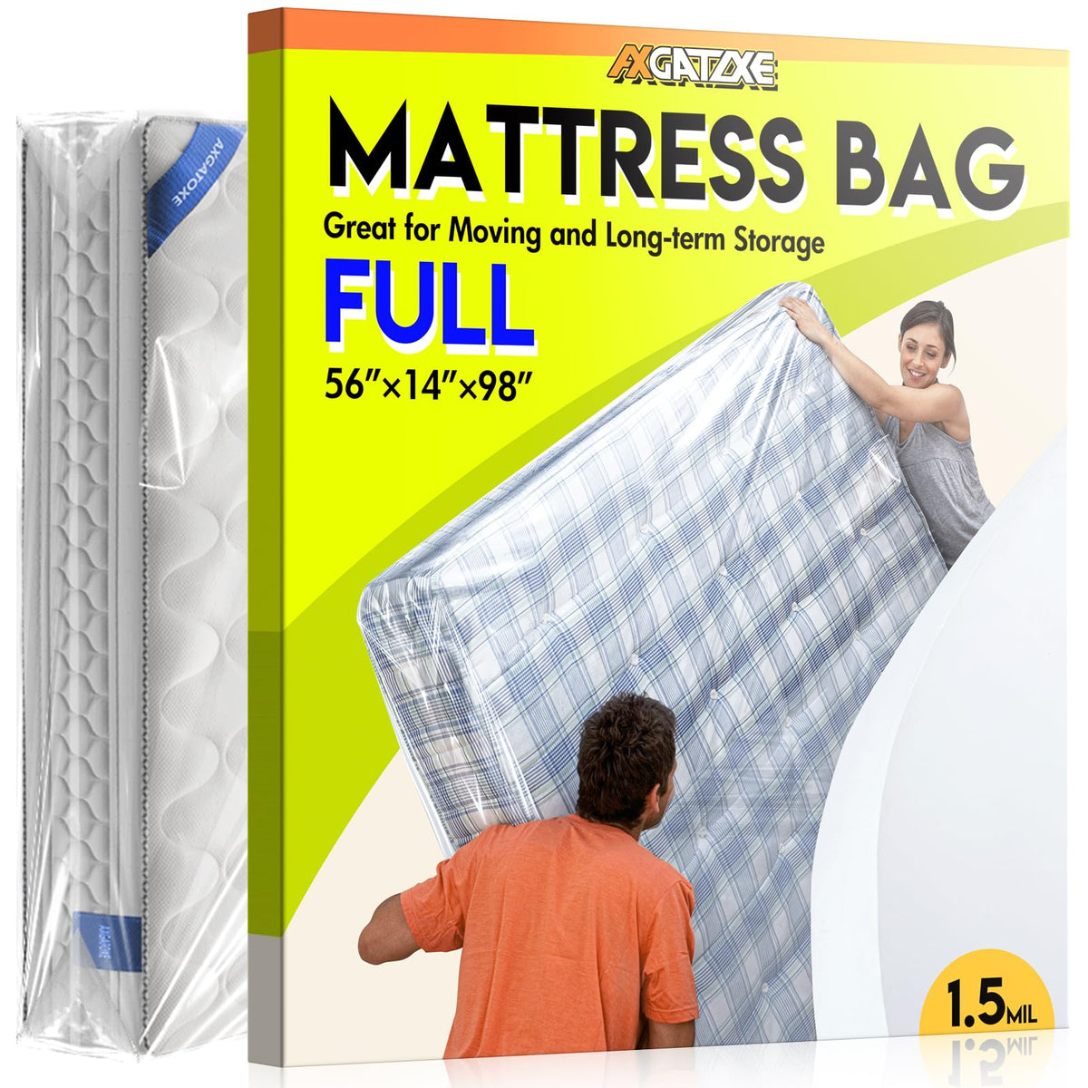 Axgatoxe Plastic Mattress Bag for Moving Storage, King Size (1.5MIL)