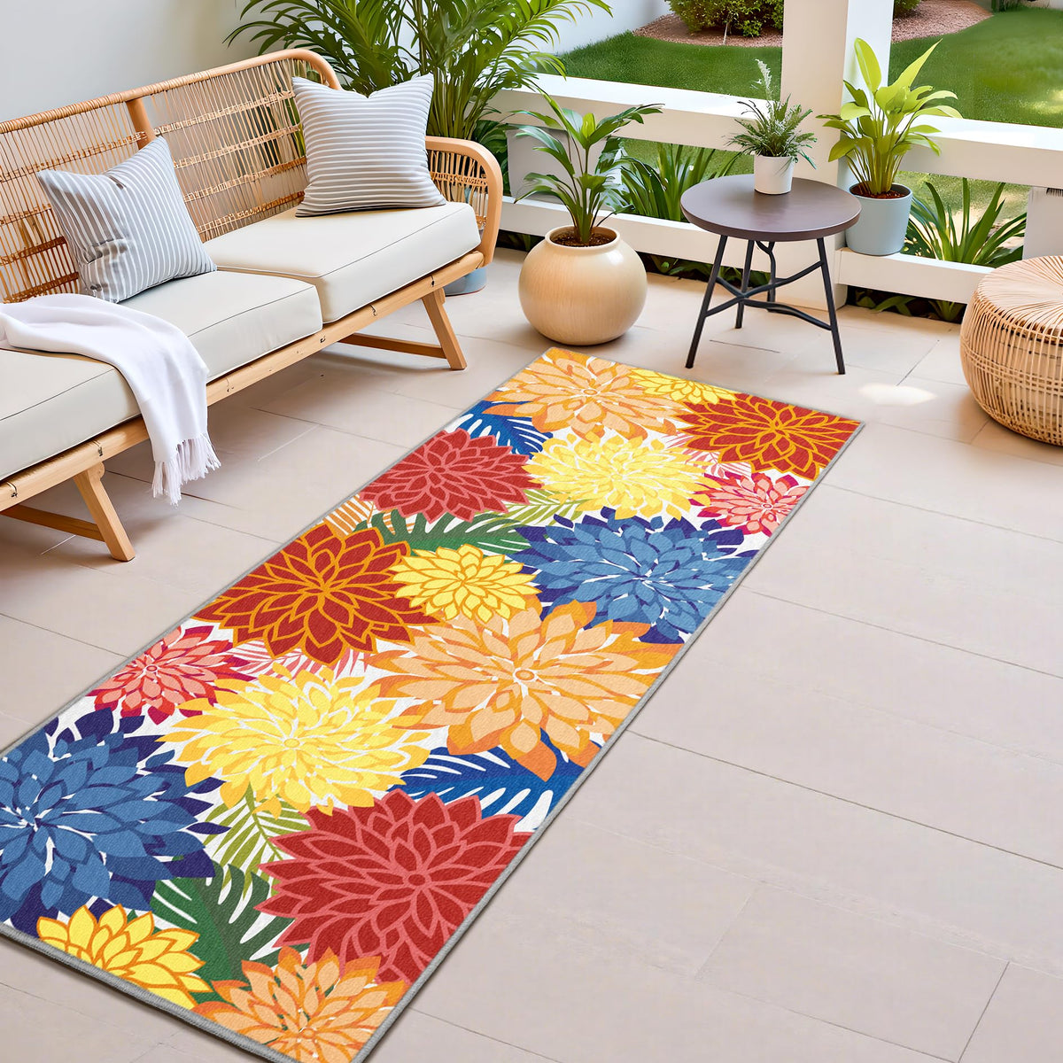 Arenarug Outdoor Rug Waterproof, Washable Patio Rug for Deck, 5x8, Colorful