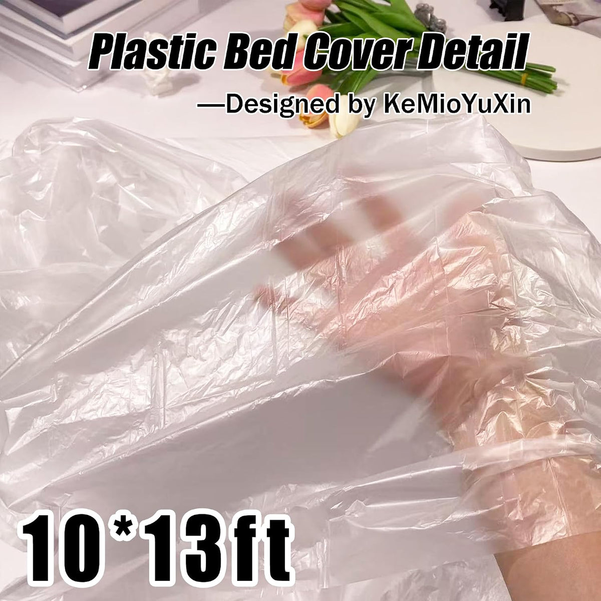 Plastic Bed Cover - Waterproof Furniture Sofa Couch Protector from Cat Full Extra Large King Queen Bed Storage Dust Cover for Moving