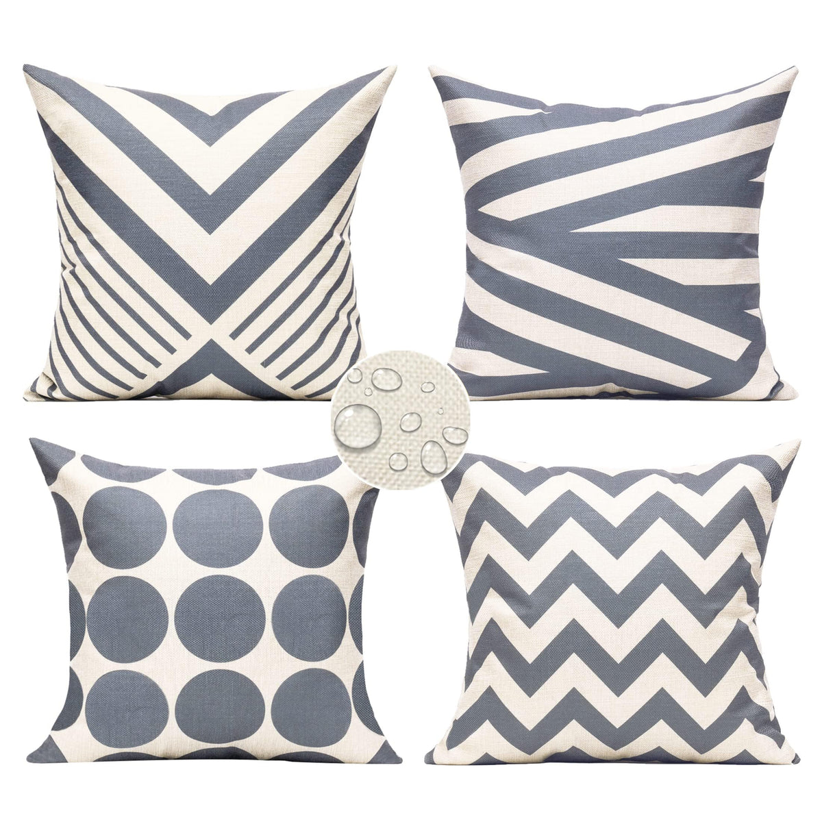 All Smiles Outdoor Waterproof Throw Pillow Covers 18X18 Set of 4,Orange Decorative Cushion Covers Boho Decorations Outside for Patio Furniture Porch Seat Chair Couch Sofa Living Room Geometric