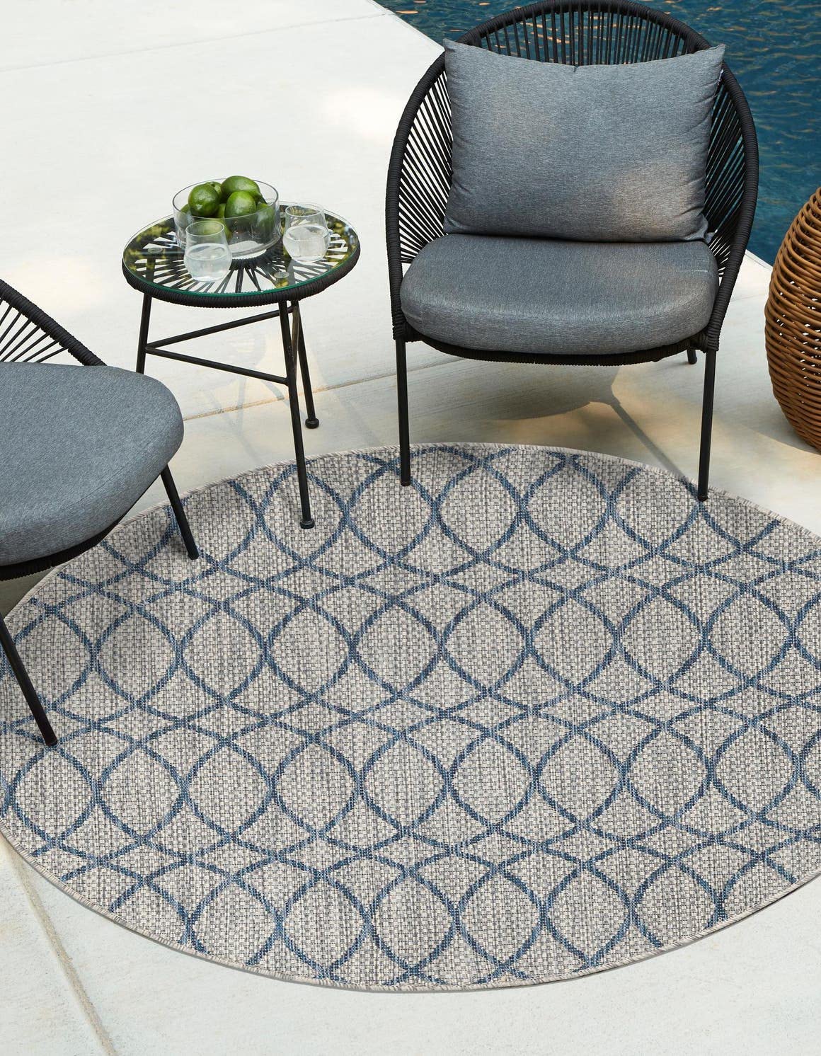 Unique Loom Outdoor Trellis Collection Area Rug - Gitter (10' x 14' 1" Rectangle, Blue/ Ivory)