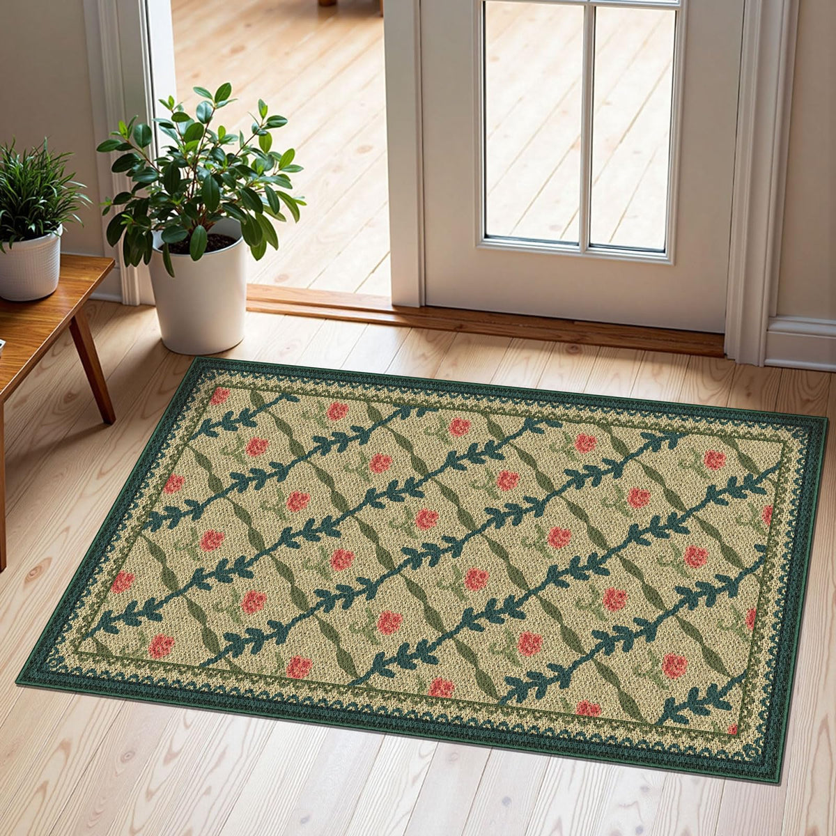 Floral Outdoor Rugs, 28"x43" Front Door Mat Indoor Outside Entrance