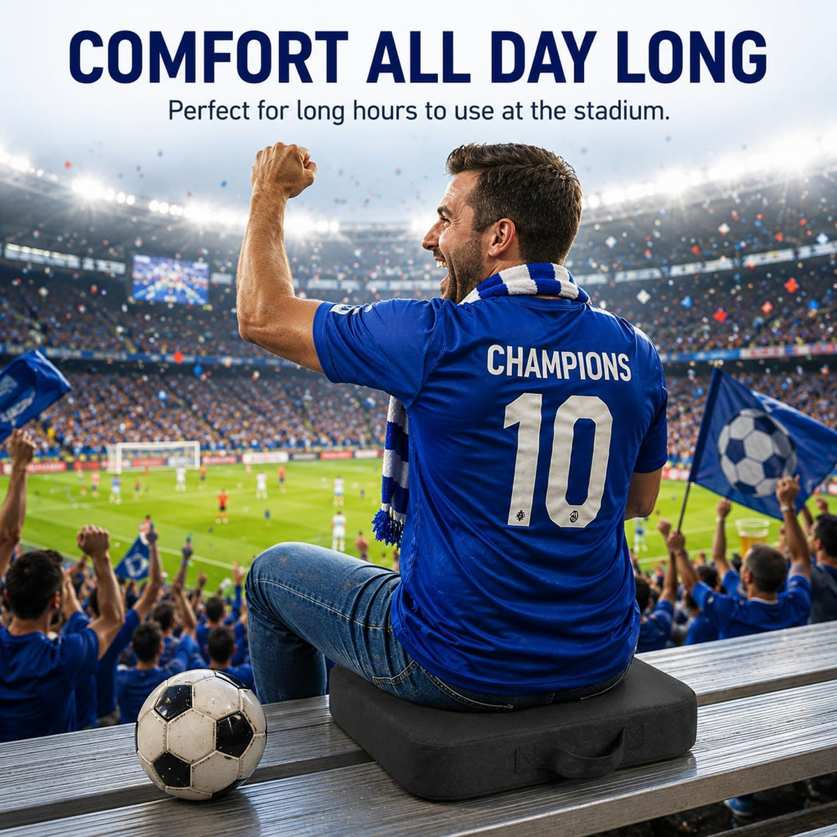 KOKABI Stadium Seat Cushions for Bleachers - Portable Bleacher Seats with Memory Foam, Made from Waterproof Oxford Fabric, Comfortable Bench Cushion for Sporting Events, Travel, Camping