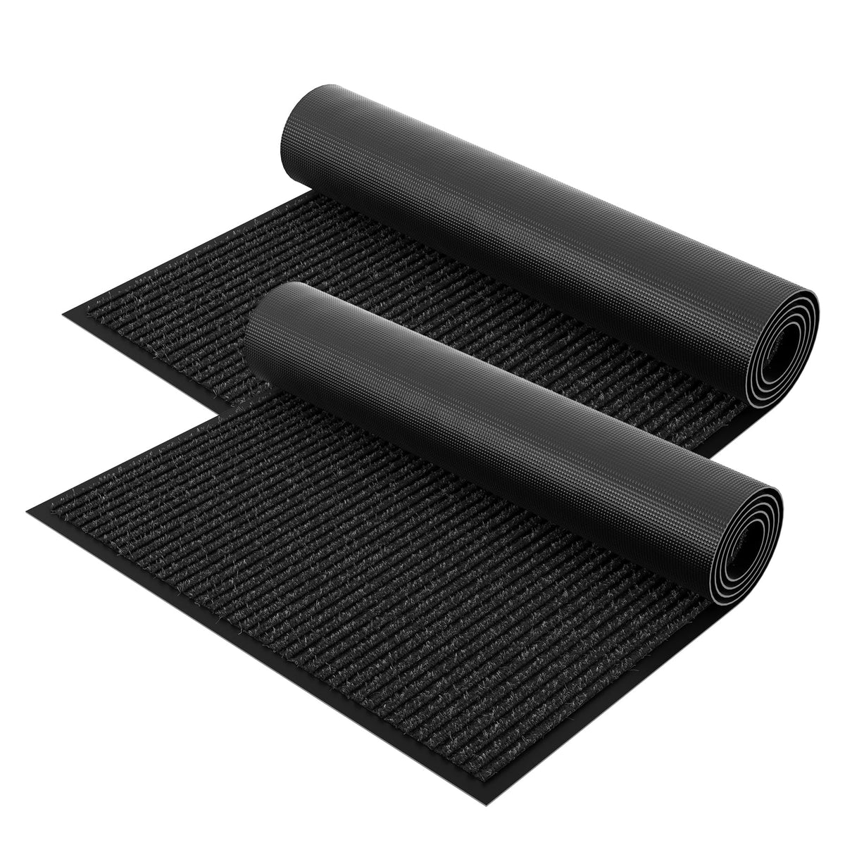 Front Door Mat, 3' x 5' Heavy Duty Door Mat Outside Entrance, Non-Slip Welcome Mat, Absorbent & Dirt Resistant, Low Profile Large Door Mats, Commercial Rugs for Entryway Indoor Outdoor, Grey