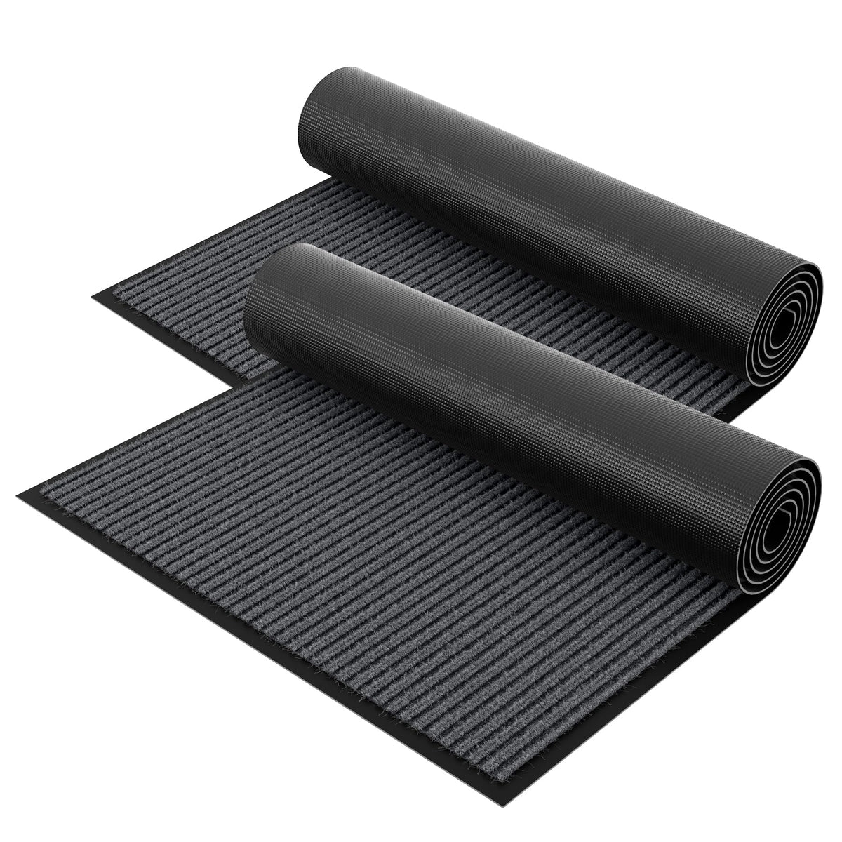 Front Door Mat, 3' x 5' Heavy Duty Door Mat Outside Entrance, Non-Slip Welcome Mat, Absorbent & Dirt Resistant, Low Profile Large Door Mats, Commercial Rugs for Entryway Indoor Outdoor, Grey
