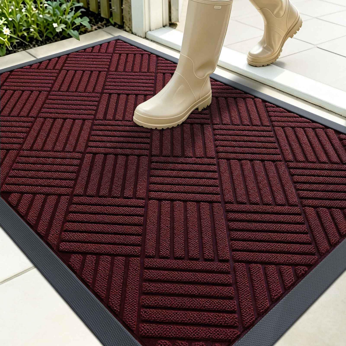 OLANLY Front Door Mat Outside Entrance, Waterproof Heavy-Duty Doormat