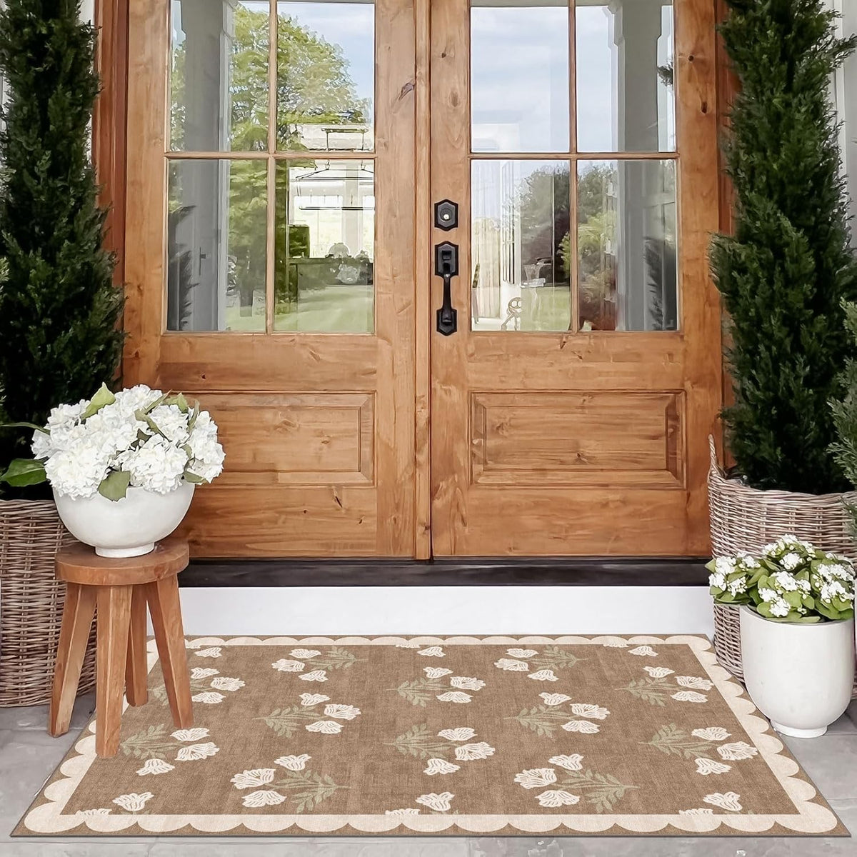 Floral Outdoor Rugs, 28"x43" Front Door Mat Indoor Outside Entrance