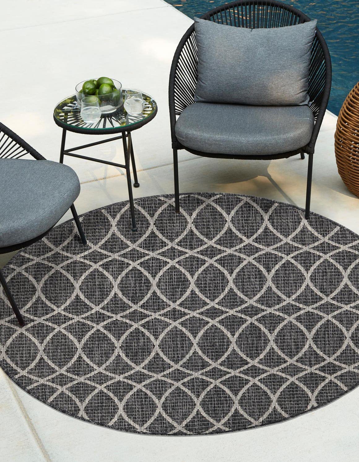 Unique Loom Outdoor Trellis Collection Area Rug - Gitter (10' x 14' 1" Rectangle, Blue/ Ivory)