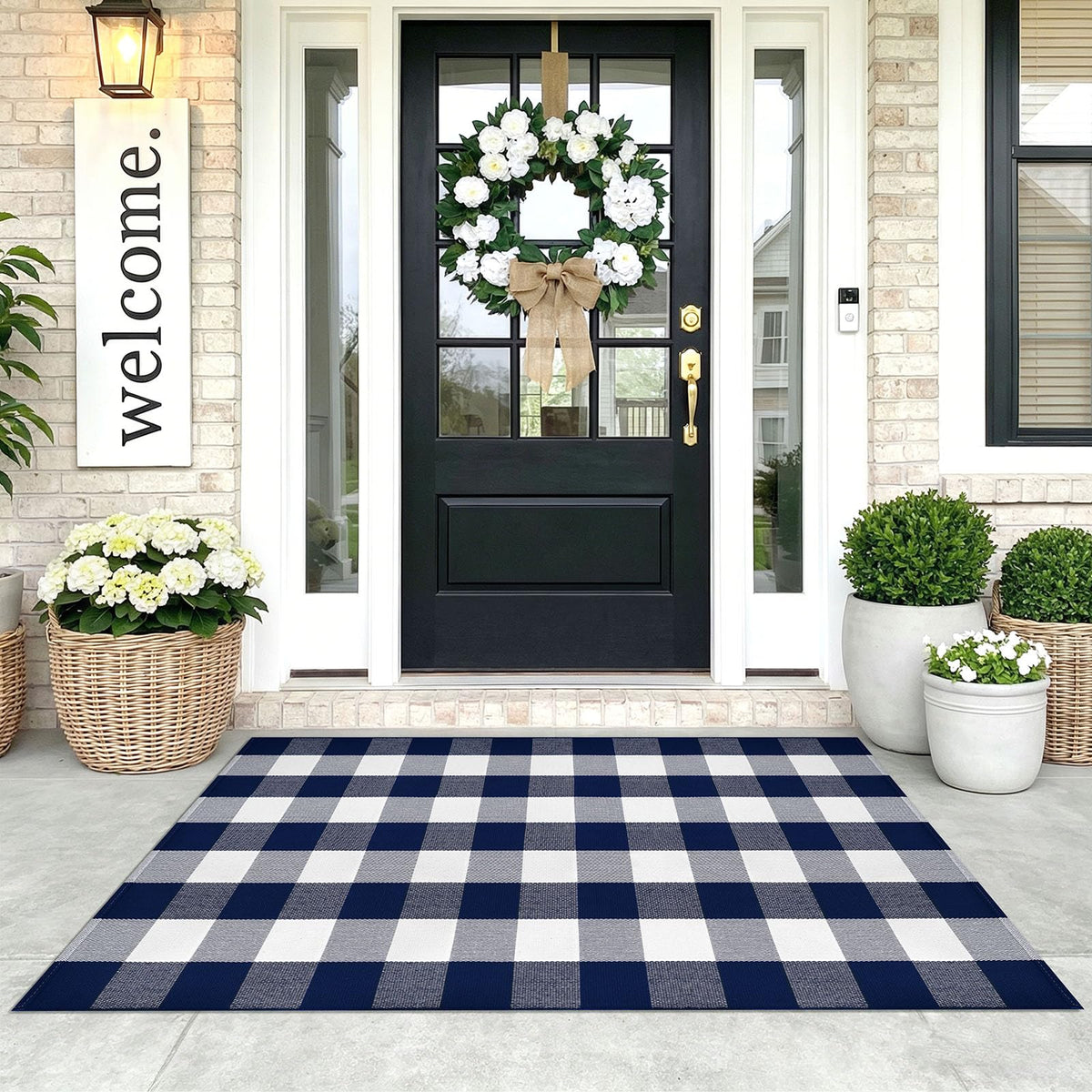 KOZYFLY Buffalo Plaid Area Rugs 27.5x43 in Black and White Checkered Rug