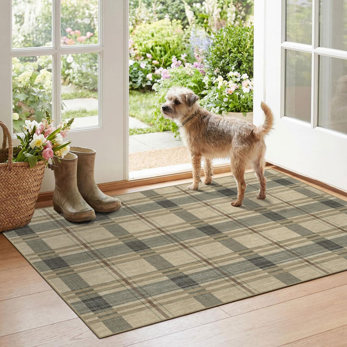 Floral Outdoor Rugs, 28"x43" Front Door Mat Indoor Outside Entrance