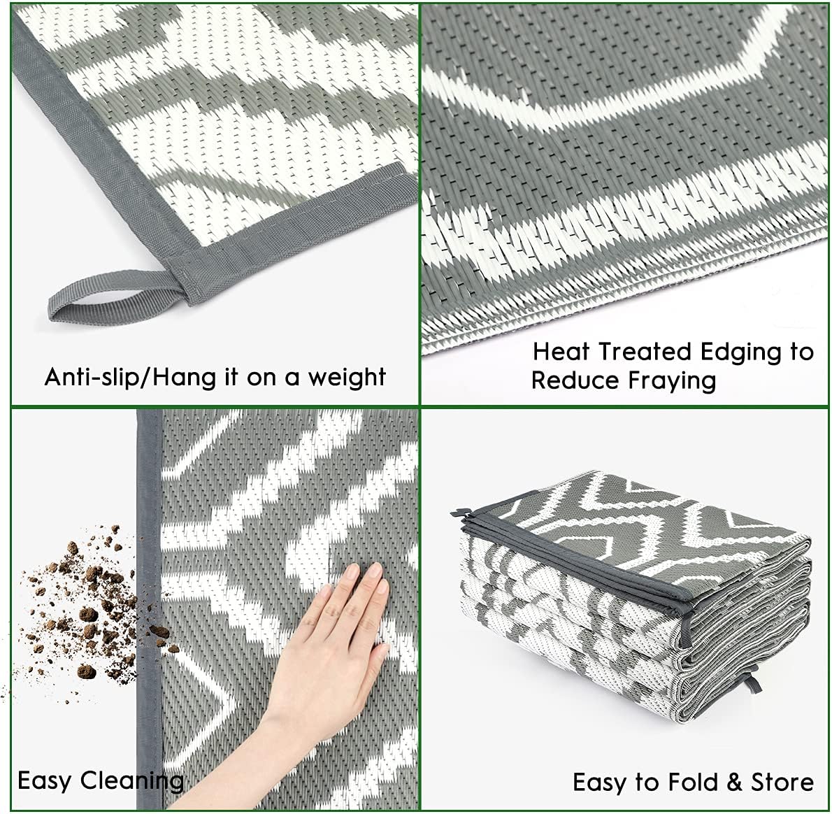 fifame 9x18 Outdoor Rug, Plastic Woven Patio Mat, Waterproof RV Camping Rug