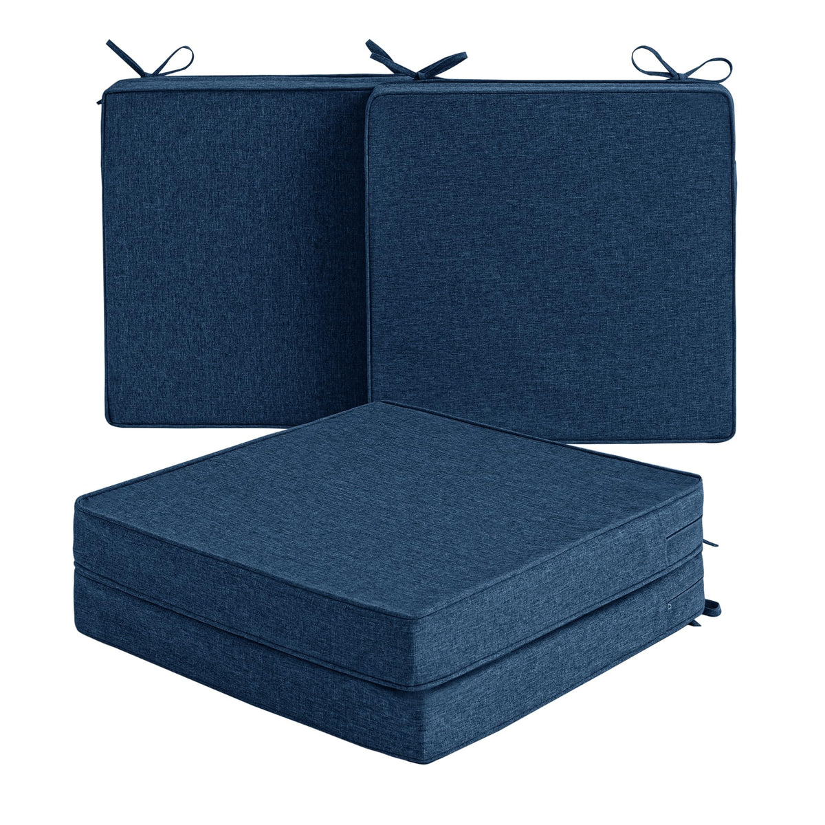 Outdoor Chair Cushions, Set of 4, 19 x 19 Inch, Navy Blue