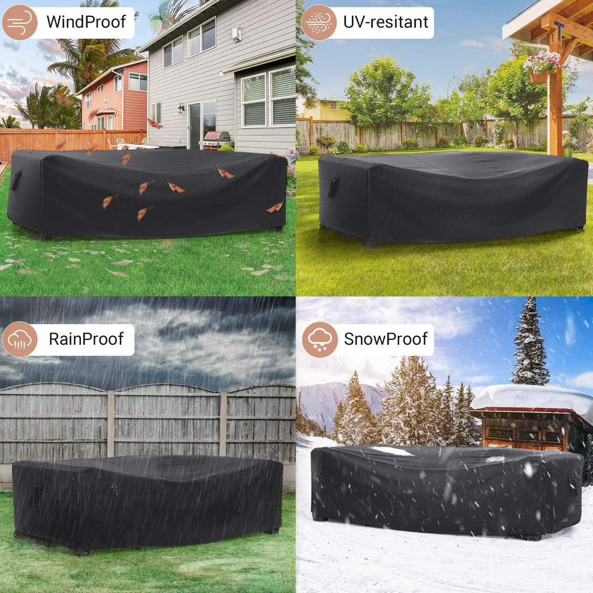 Mrrihand Outdoor Patio Furniture Covers Waterproof 90"Lx62"Wx28"H Black