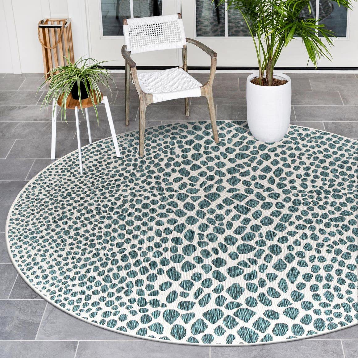 Unique Loom Outdoor Collection Area Rug - Cape Town (9' x 12' Rectangle, Blue/Ivory)