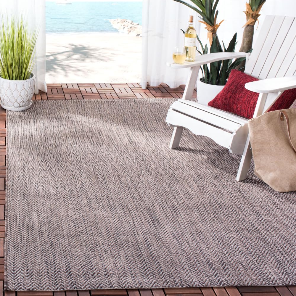 SAFAVIEH Courtyard Outdoor Area Rug 5'3"x7'7", Natural & Cream CY8022-03012
