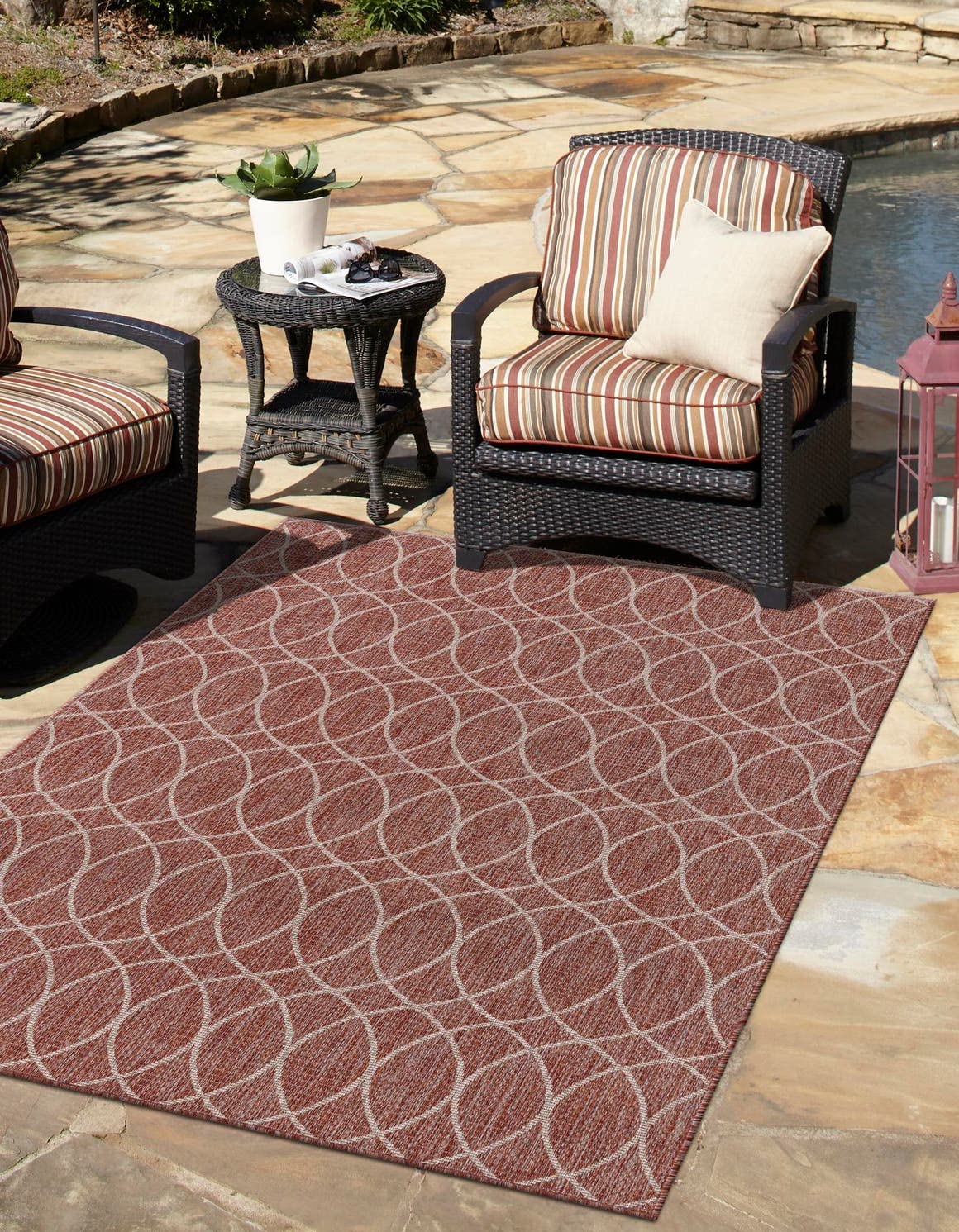 Unique Loom Outdoor Trellis Collection Area Rug - Gitter (10' x 14' 1" Rectangle, Blue/ Ivory)
