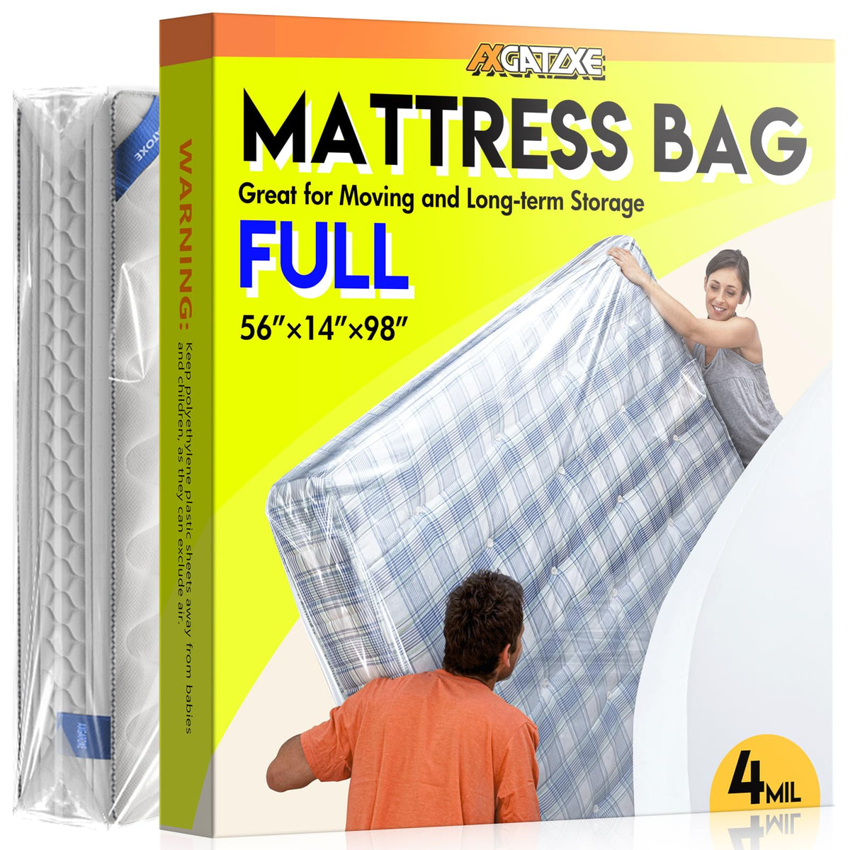 Axgatoxe Plastic Mattress Bag for Moving Storage, King Size (1.5MIL)