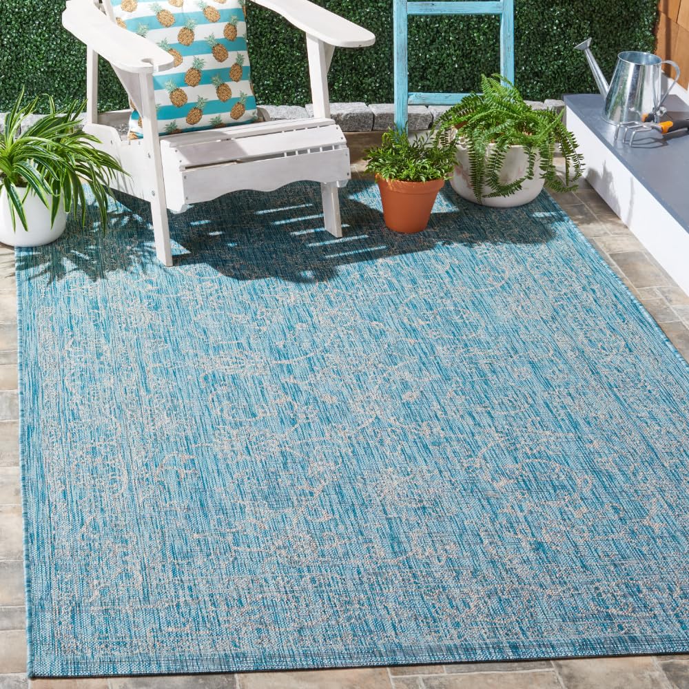 SAFAVIEH Courtyard Collection 8' x 10' Turquoise CY8680 Indoor/ Outside Waterproof Easy cleansingPatio Backyard Mudroom Area Mat