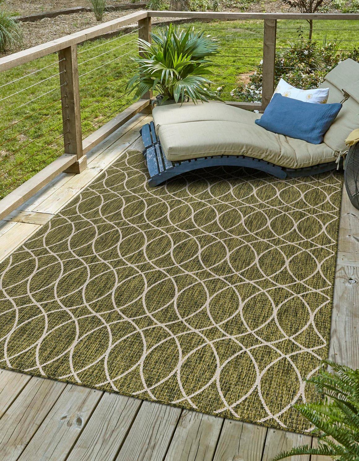 Unique Loom Outdoor Trellis Collection Area Rug - Gitter (10' x 14' 1" Rectangle, Blue/ Ivory)