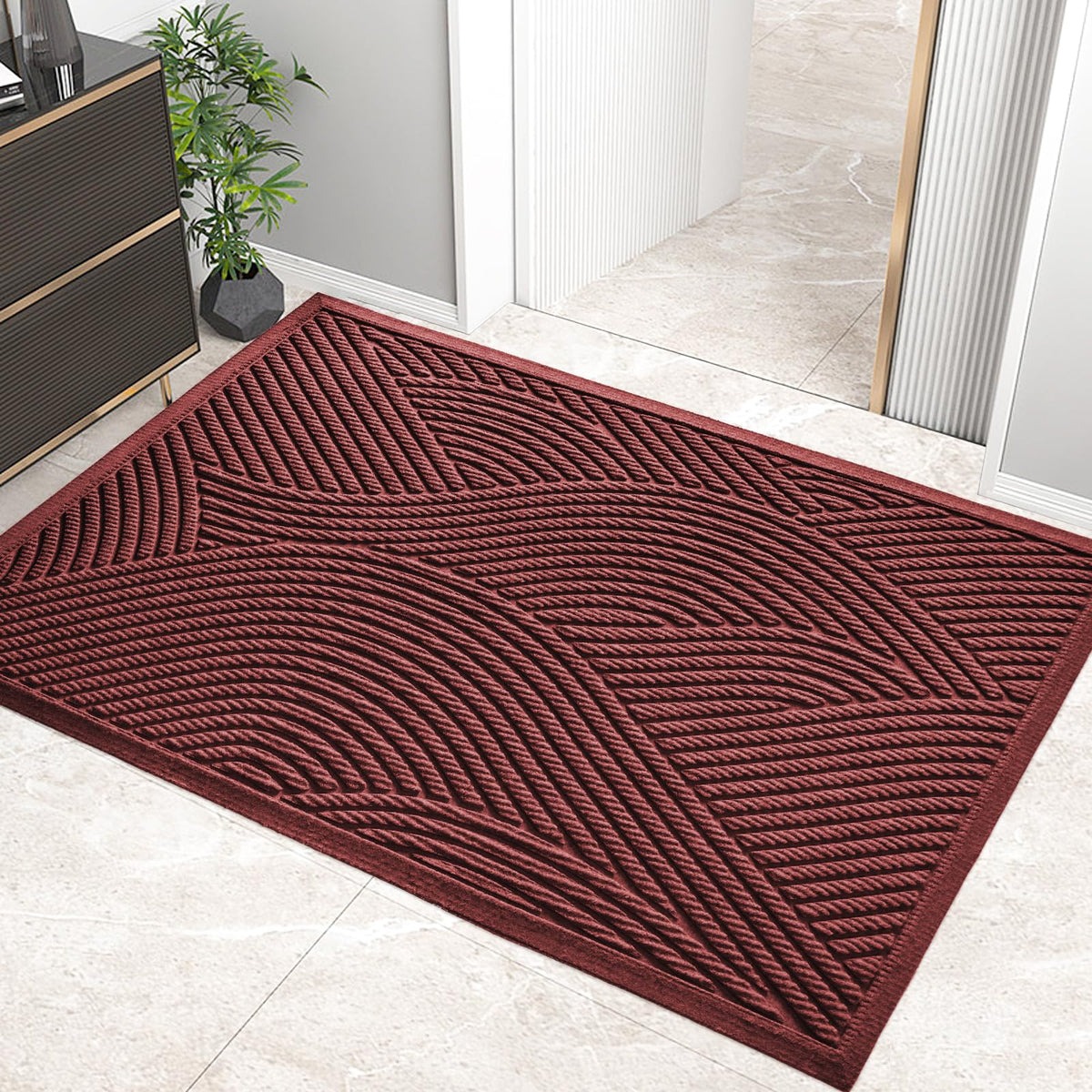 HIYARD Sturdy Front Door Mat, Absorbent Muddy Dirt Resist Welcome Door Mats Outdoor Indoor, Stain and Fade Resistant, Non-Slip Backing Entry Mat Low Profile Doormat for Entryway, 36×24, Beige