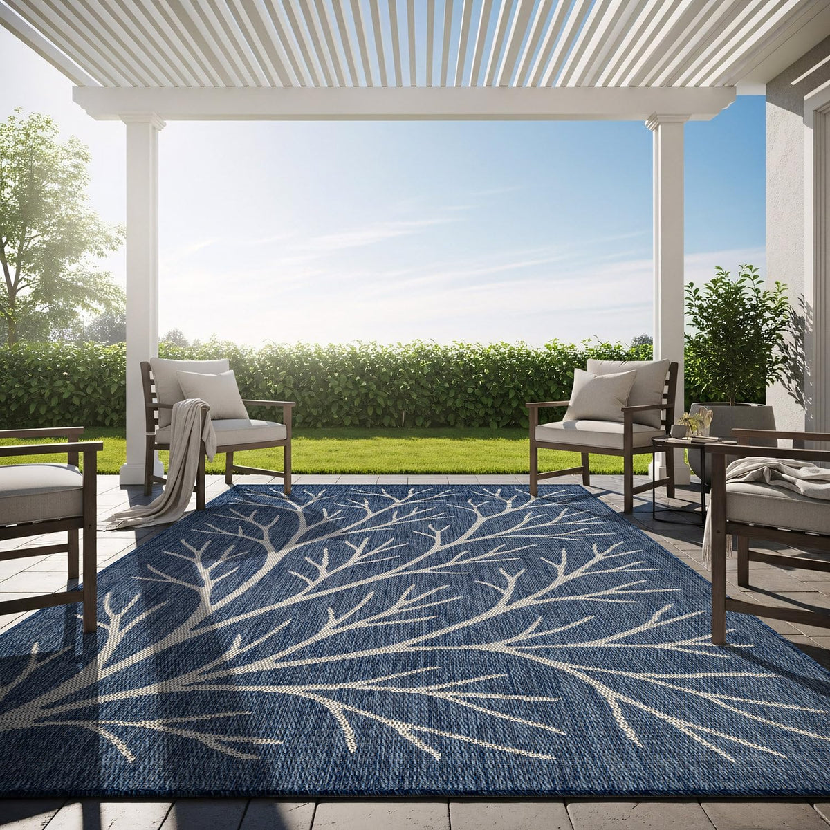 Washable Indoor Outdoor Rug 9x12 Weather Resistant Area Rugs Modern Solid for Porch Deck Balcony Backyard Patio Outside Carpet (9 X 12 Aqua Blue)