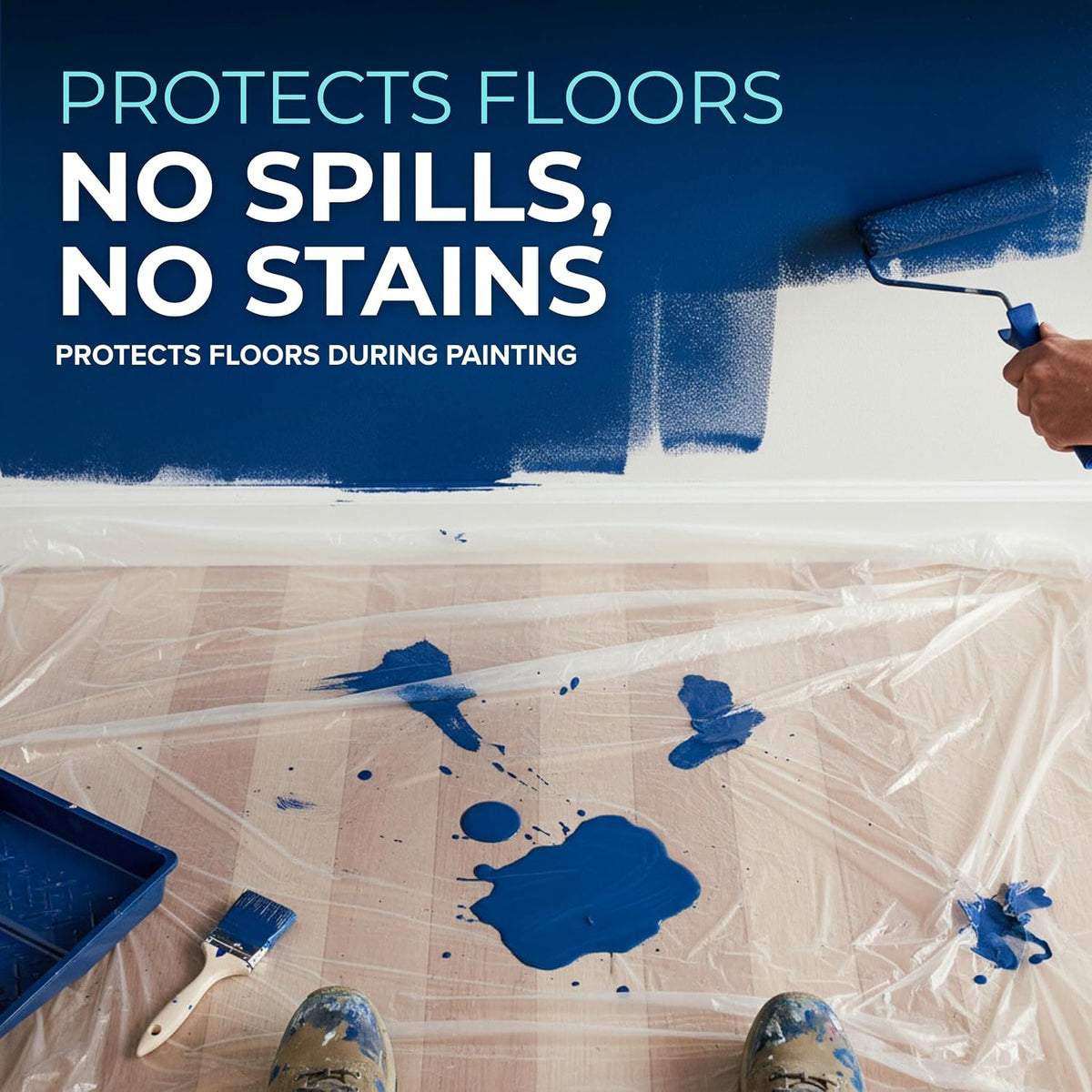 12 x 9 Ft Drop Cloths (6-Pack) – Plastic Sheeting & Painters Plastic Tarps for Painting, Waterproof Floor & Furniture Protection