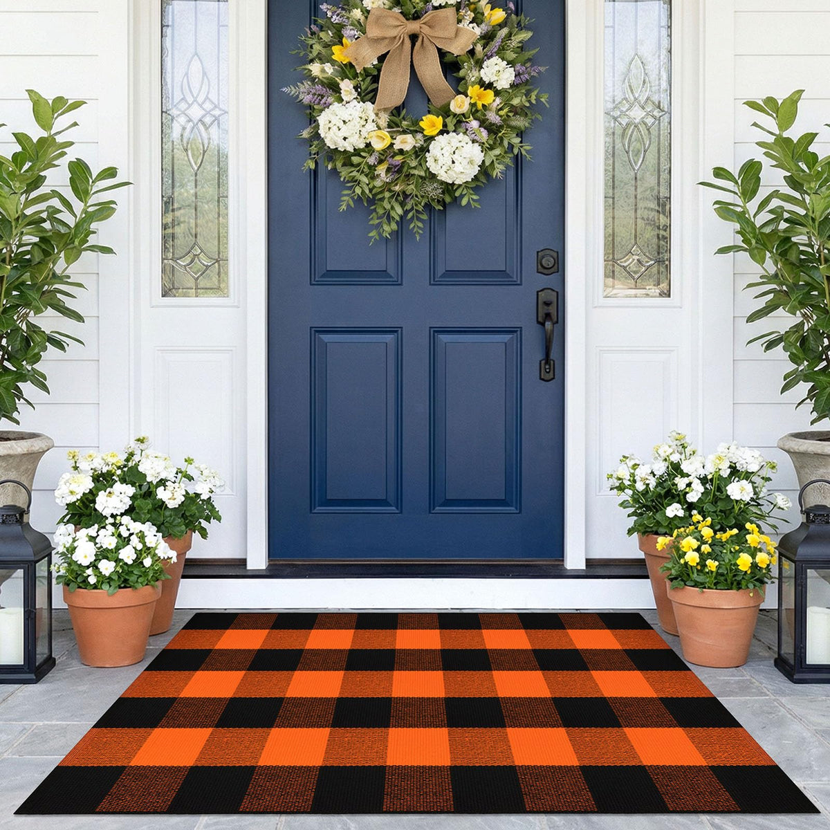 KOZYFLY Buffalo Plaid Area Rugs 27.5x43 in Black and White Checkered Rug