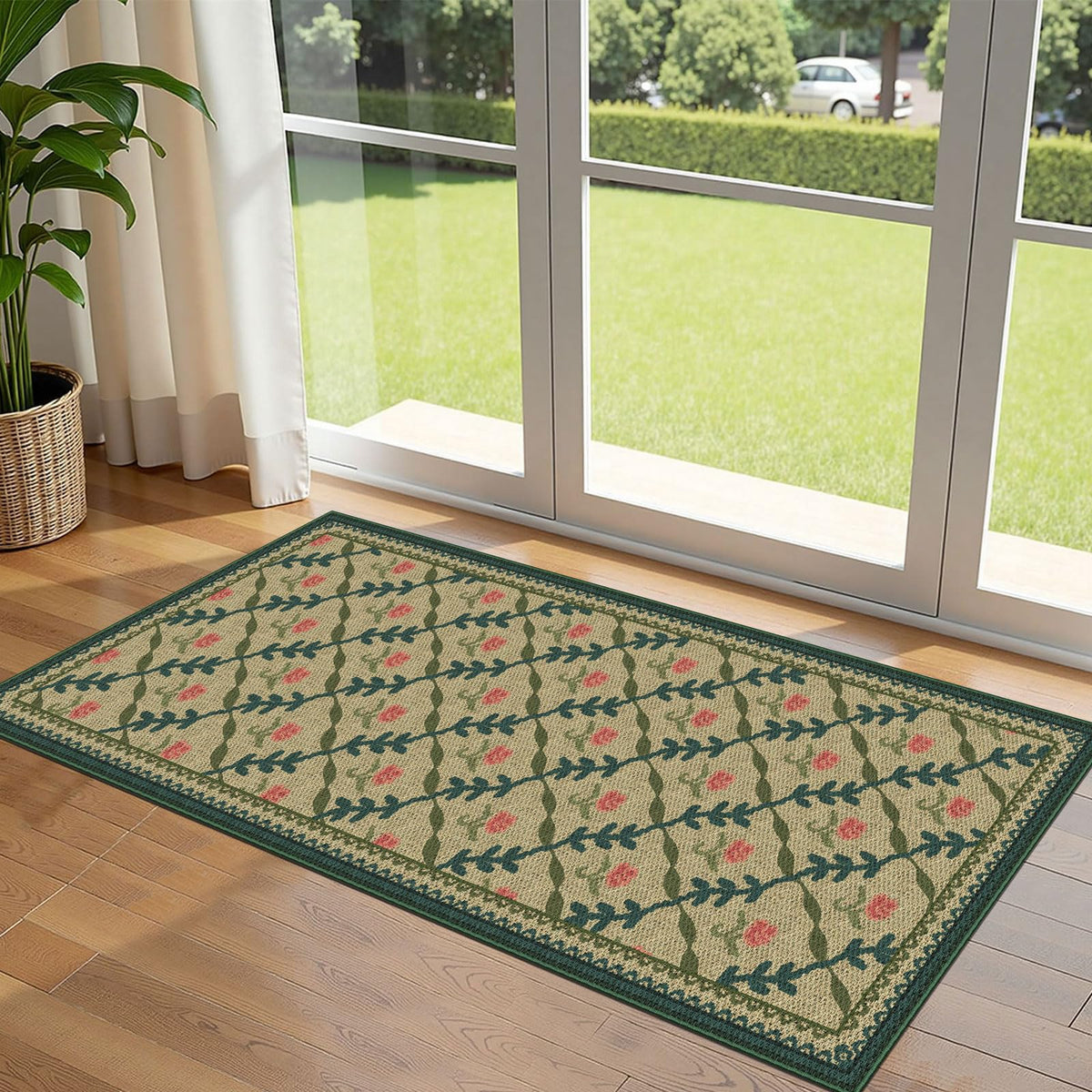 Floral Outdoor Rugs, 28"x43" Front Door Mat Indoor Outside Entrance