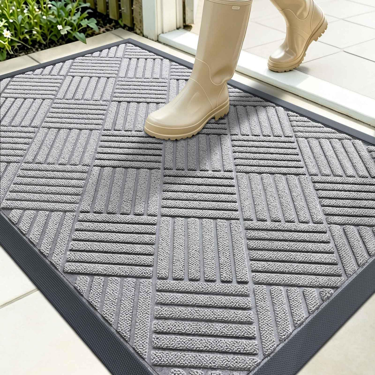 OLANLY Front Door Mat Outside Entrance, Waterproof Heavy-Duty Doormat