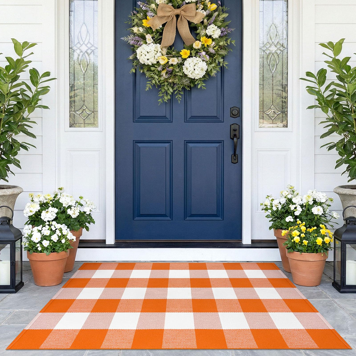 KOZYFLY Buffalo Plaid Area Rugs 27.5x43 in Black and White Checkered Rug