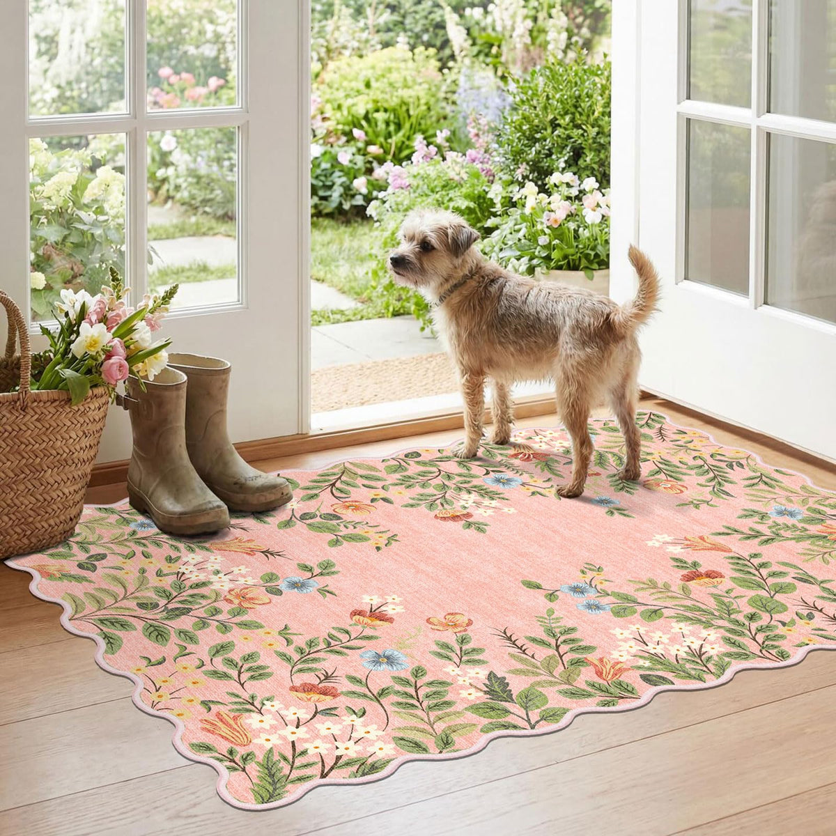 Floral Outdoor Rugs, 28"x43" Front Door Mat Indoor Outside Entrance