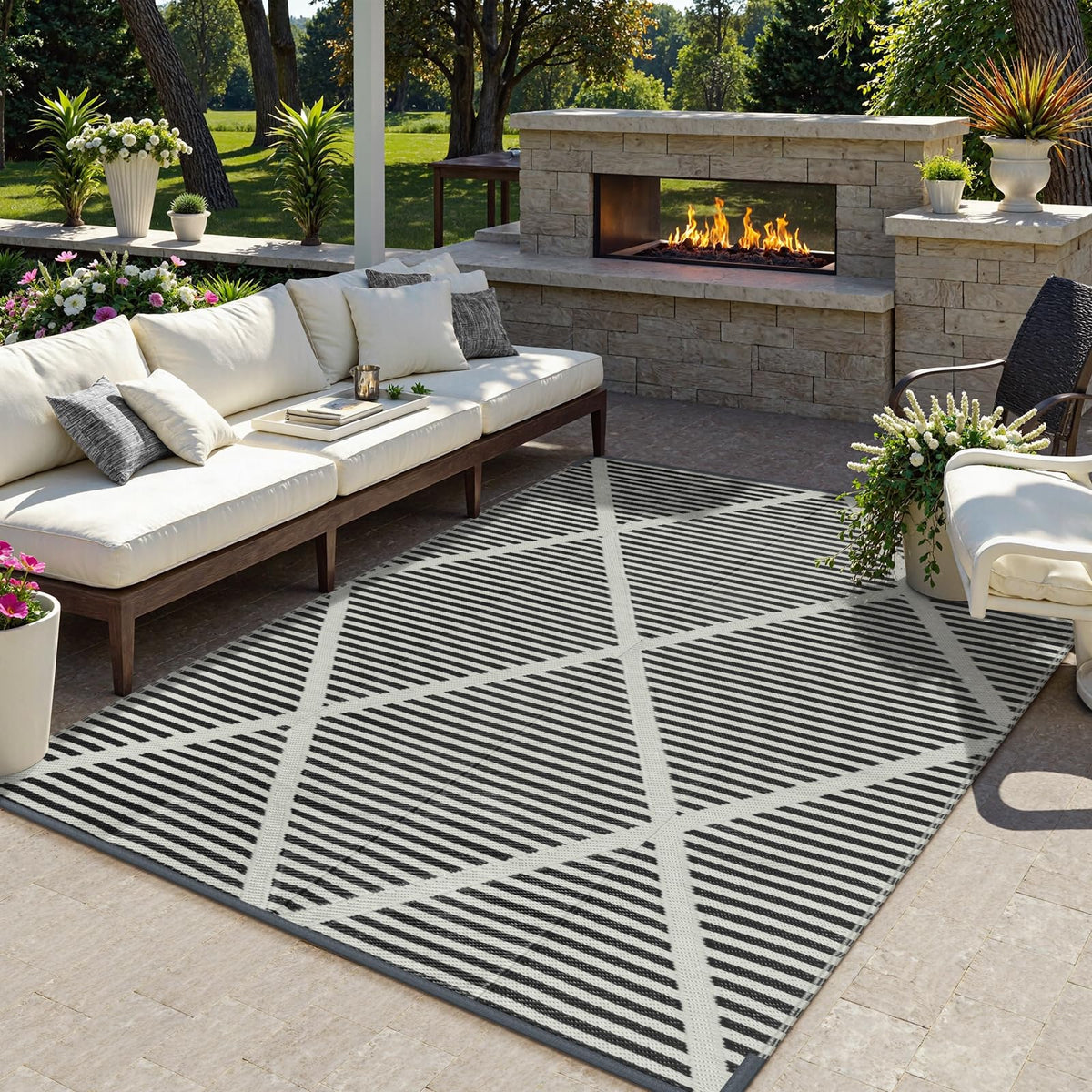 Lahome Extra Large Outdoor Rug 8x10 Patio Waterproof,Reversible Camping Rug