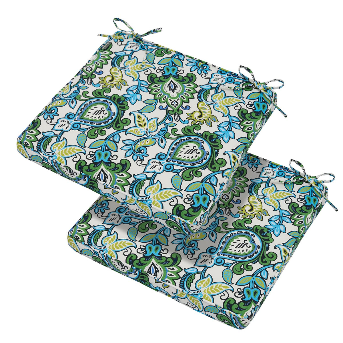 Magpie Fabrics Indoor Outdoor Waterproof Square Chair Cushion, 18" x 18" x 2.5", 2 Pack, Water Resistant Seat Cushions, for Patio Garden Office, Phoenix Red Orange