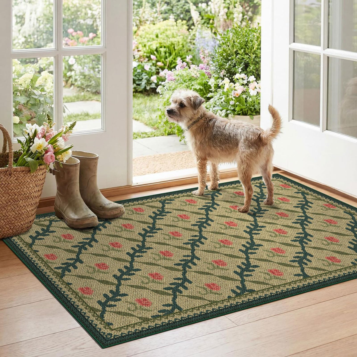 Floral Outdoor Rugs, 28"x43" Front Door Mat Indoor Outside Entrance
