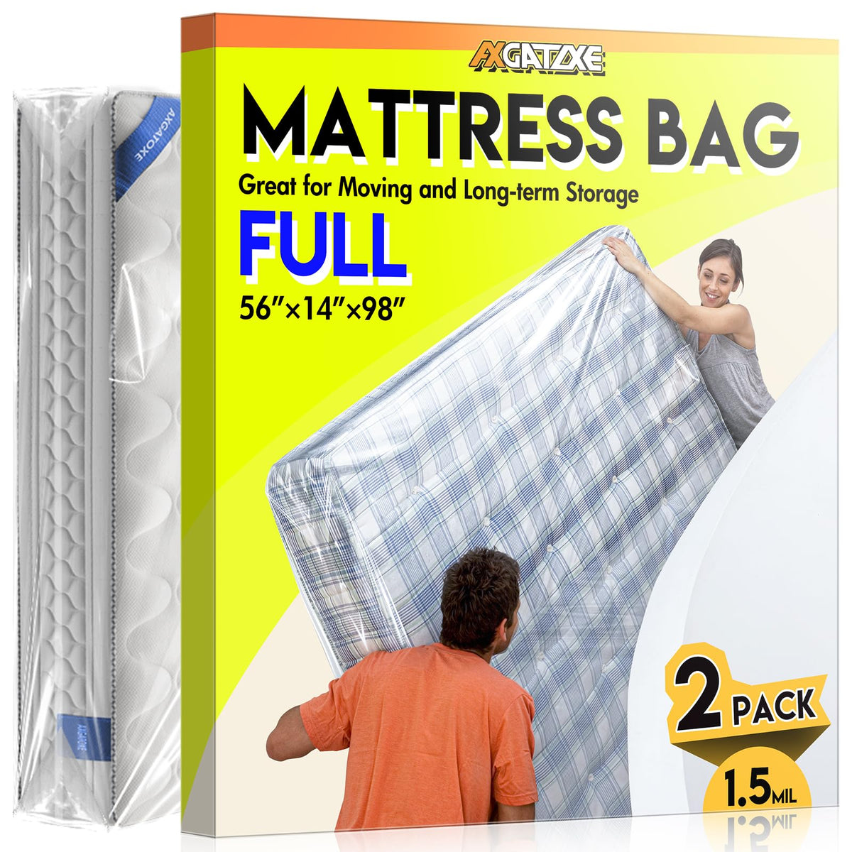 Axgatoxe Plastic Mattress Bag for Moving Storage, King Size (1.5MIL)
