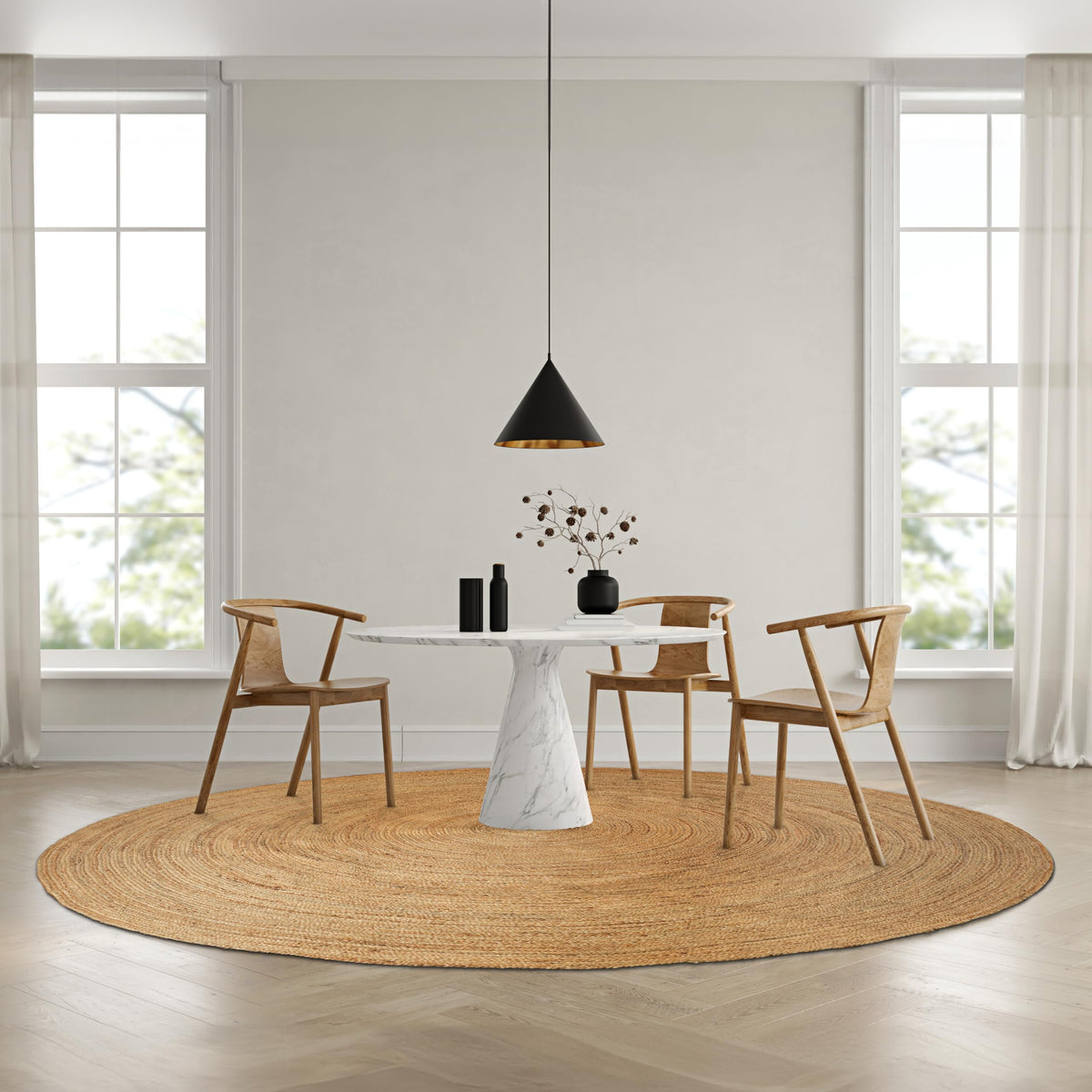 Hausattire Jute Braided Woven Kitchen Rug 2x3 Feet - Natural