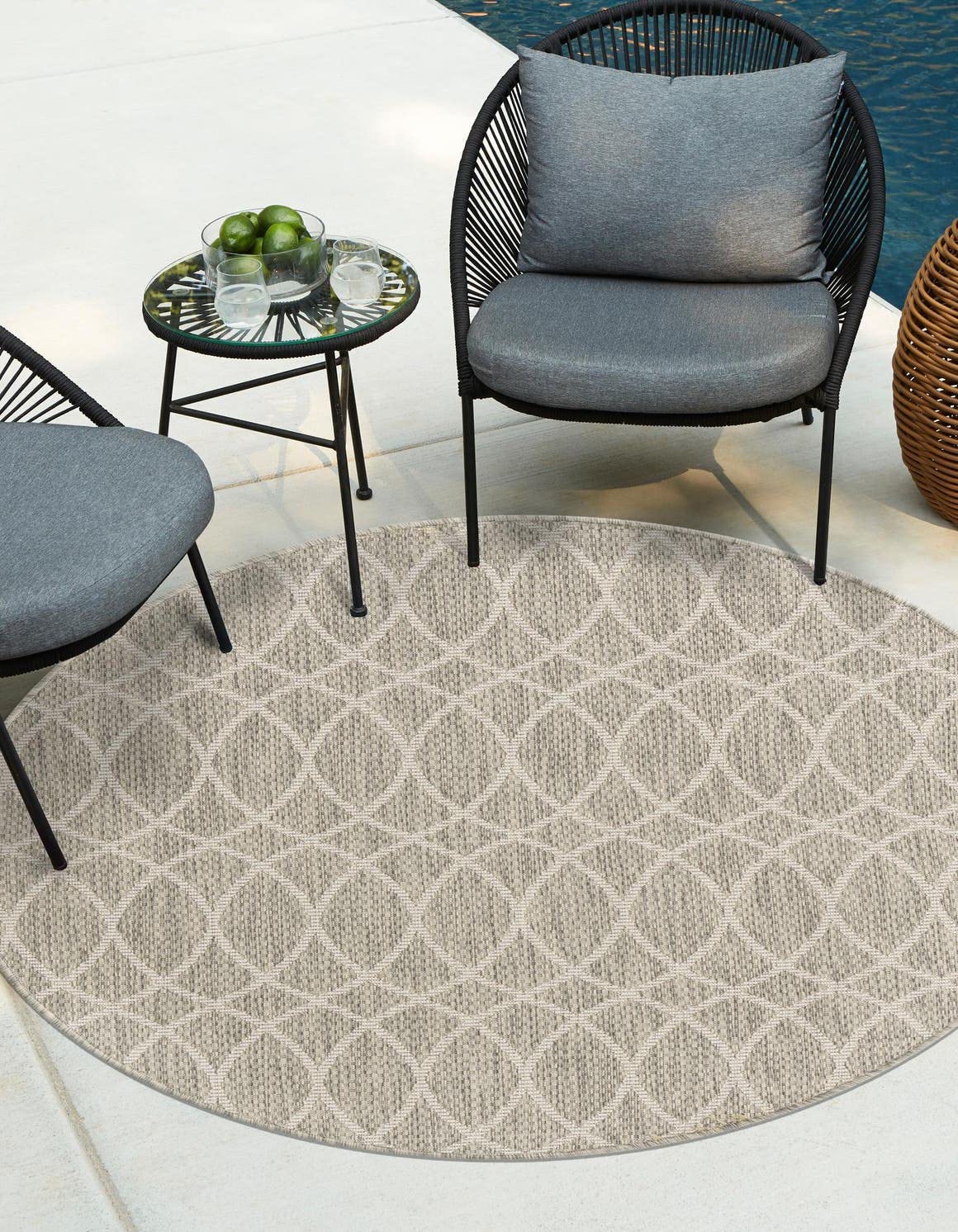 Unique Loom Outdoor Trellis Collection Area Rug - Gitter (10' x 14' 1" Rectangle, Blue/ Ivory)