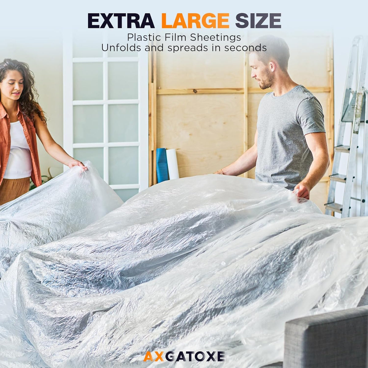 Axgatoxe 12 x 9 Ft Plastic Drop Cloths for Painting (10-Pack)