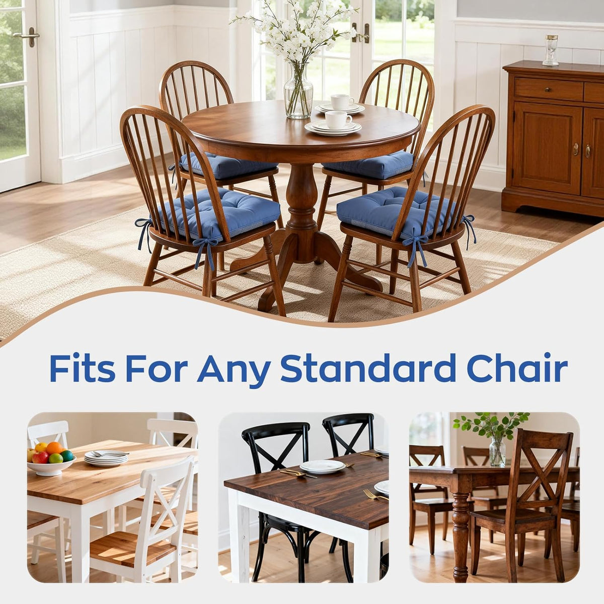 Chair Cushions for Dining Chairs Set of 2, 4" Thick Kitchen Chair Cushions