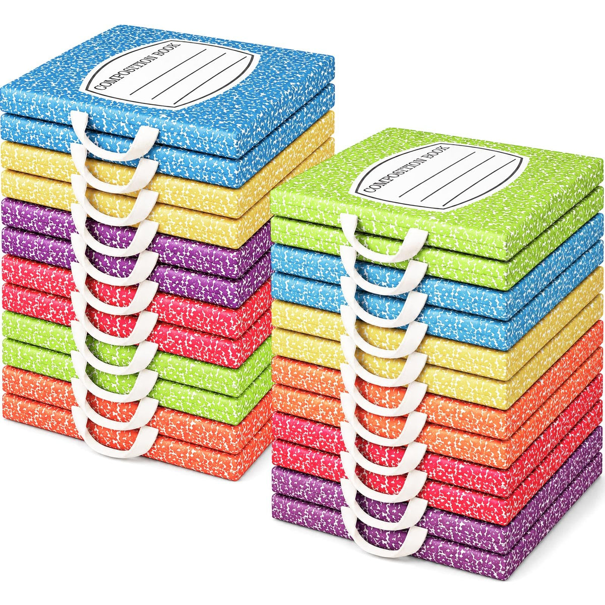 Beeveer 12 Pcs 12'' Floor Cushions with Handle for Kids Classroom Flexible Seating Floor Pillow Waterproof Cushions Seating for Toddlers Daycare Nursery Preschool School Home (Pencil,Yellow)