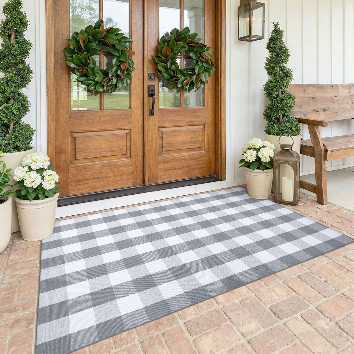 KOZYFLY Buffalo Plaid Area Rugs 27.5x43 in Black and White Checkered Rug